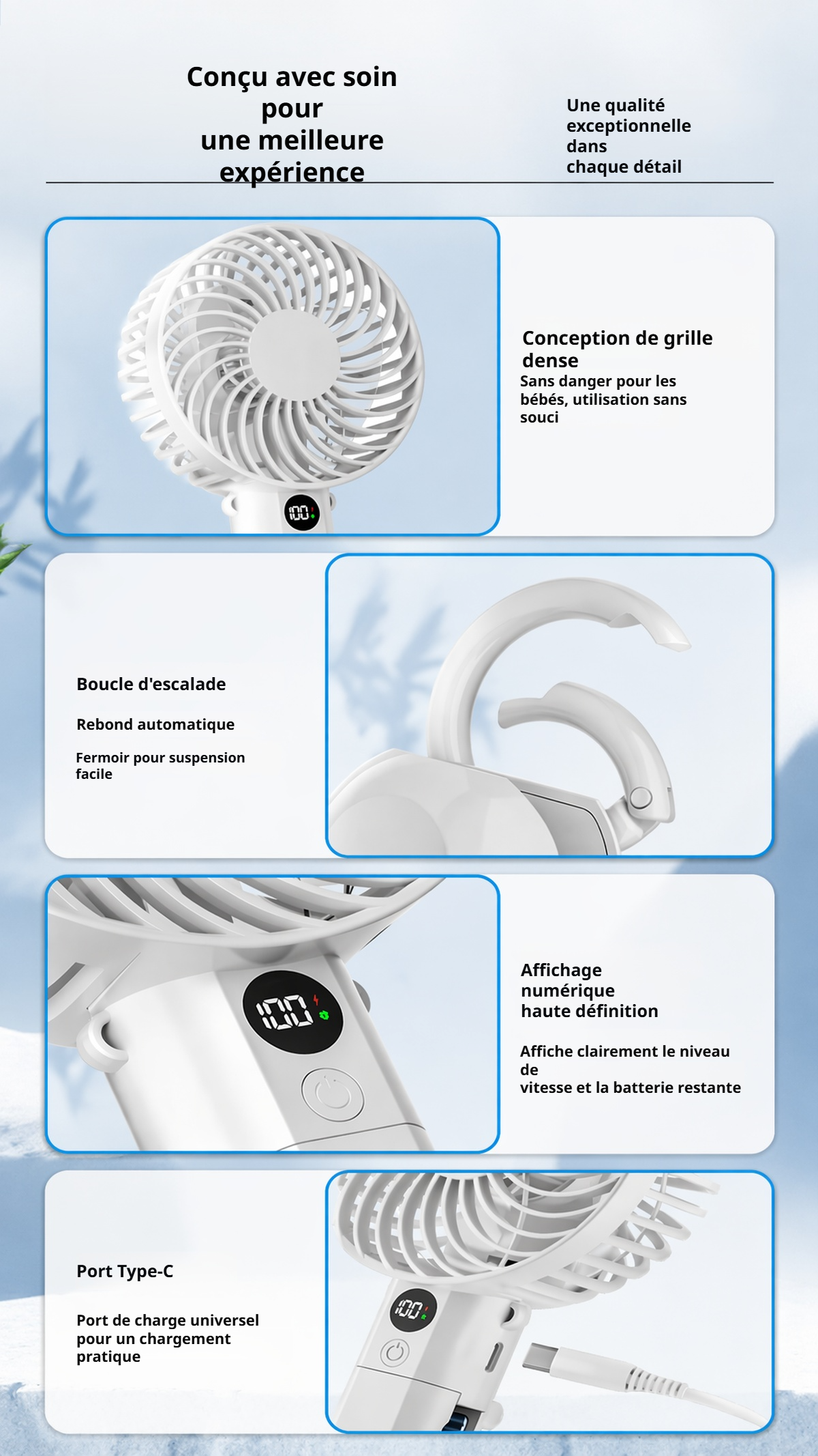 Ventilateur personnel avec plusieurs vitesses de ventilation