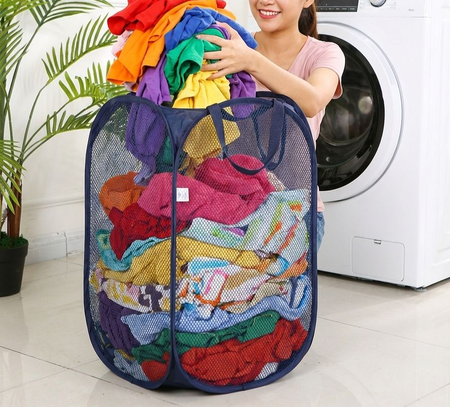 ตะกร้าใส่ผ้าพับได้ ประหยัดพื้นที่