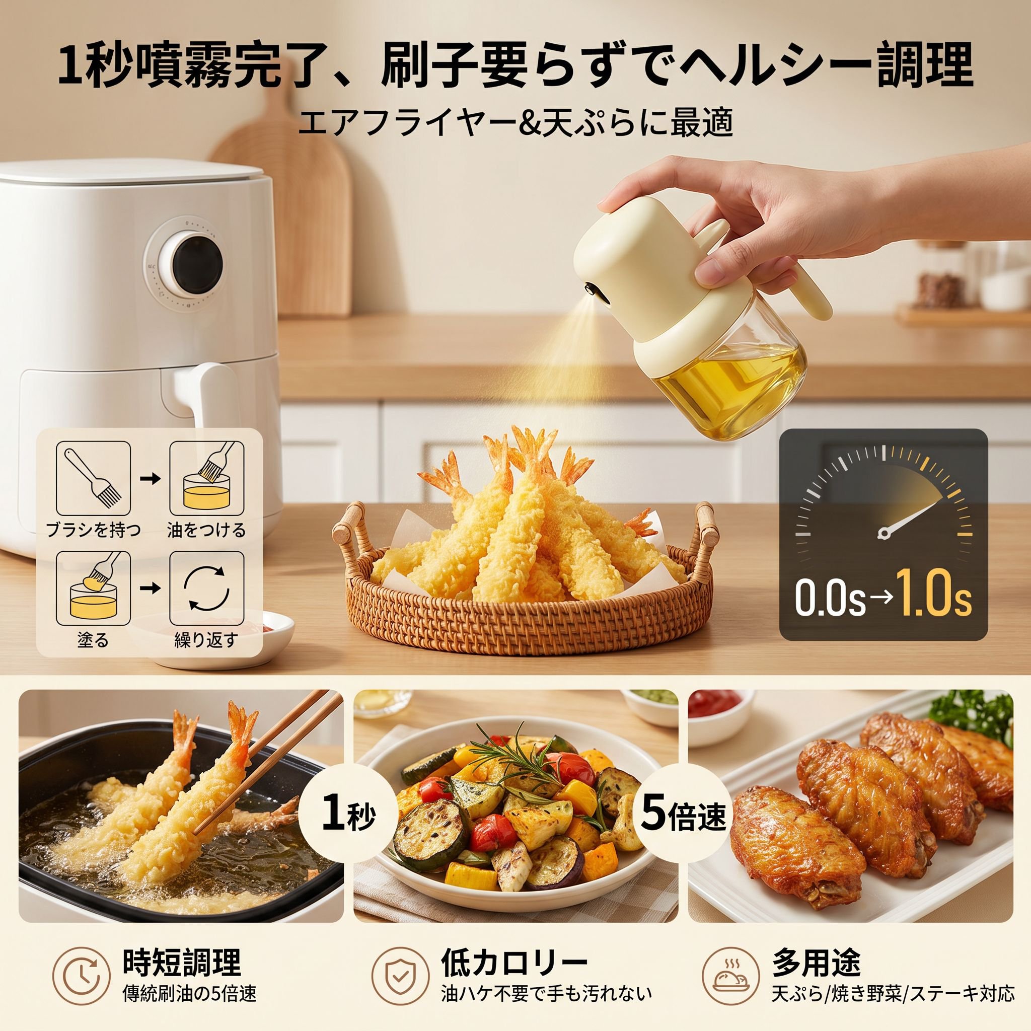 食用油ミストコントロールガラススプレーボトル