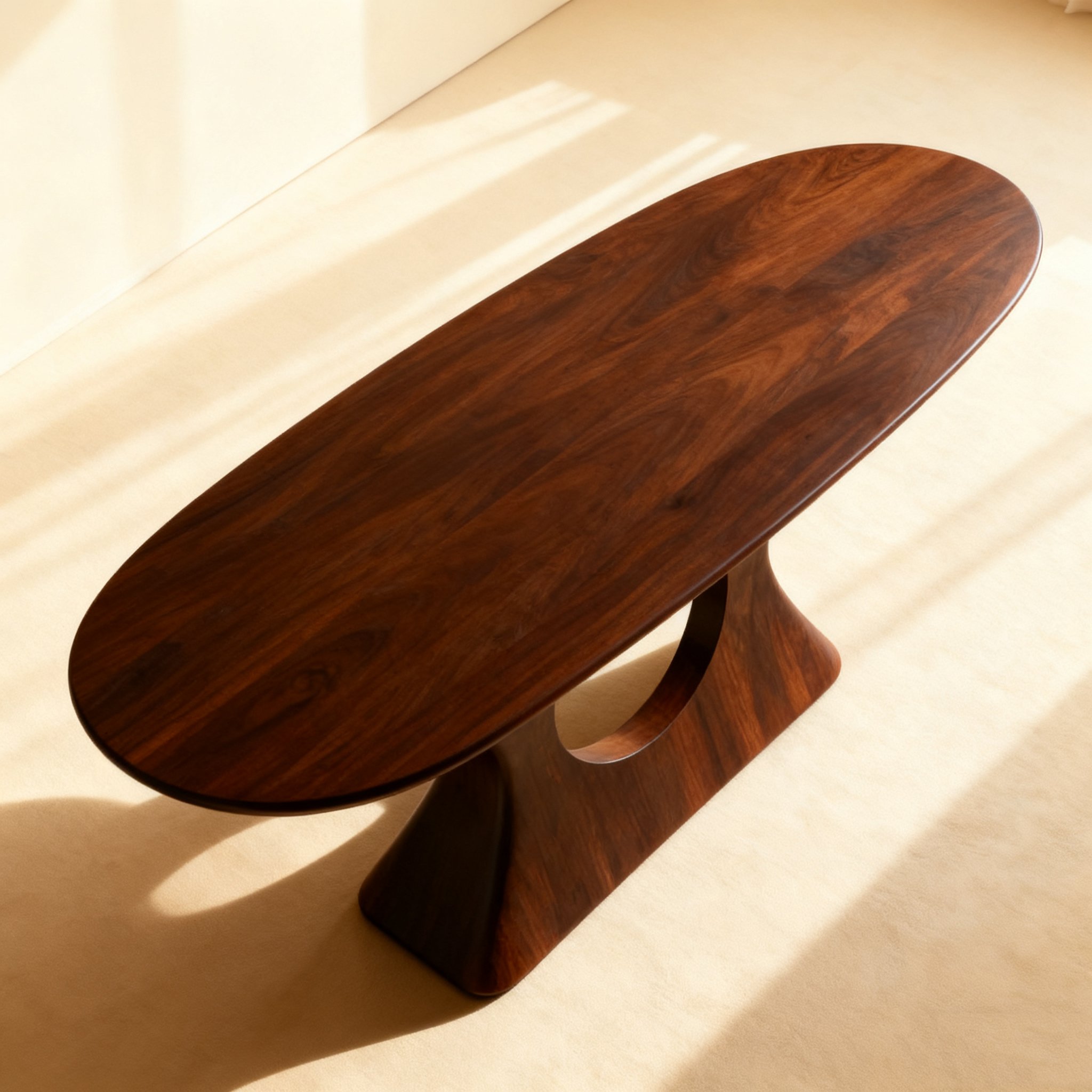 천연 원목 오벌형 식탁 전체 모습