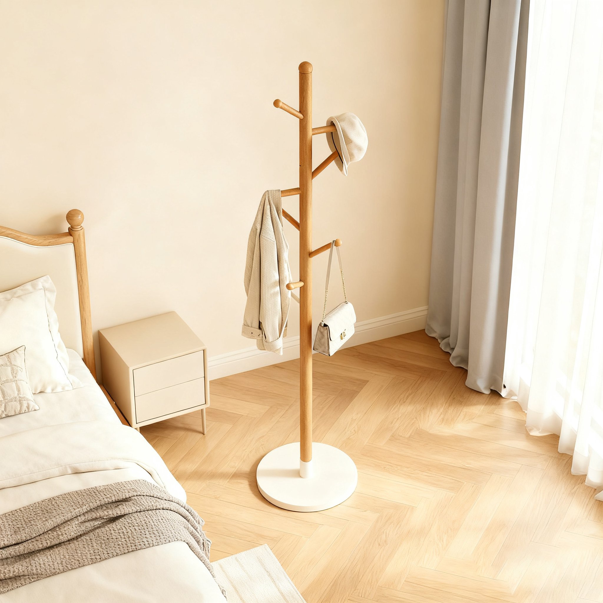 원목 침실 장식 옷걸이