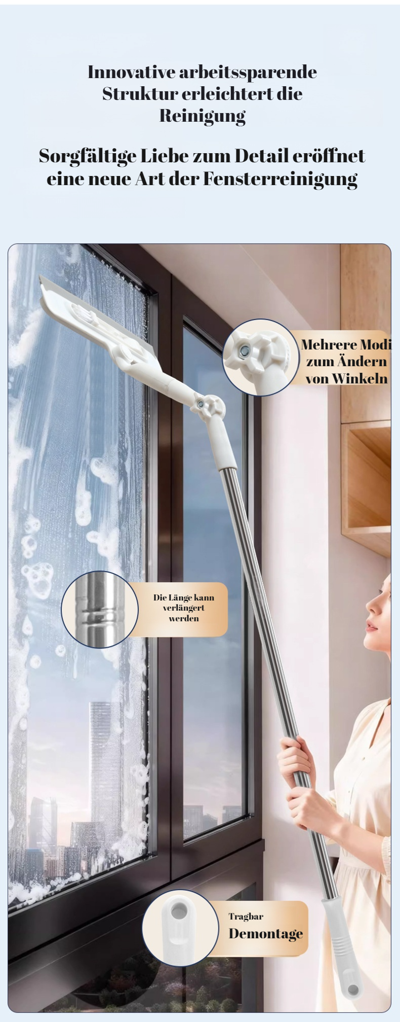 Effizienter Glasreiniger für große und kleine Fensterflächen