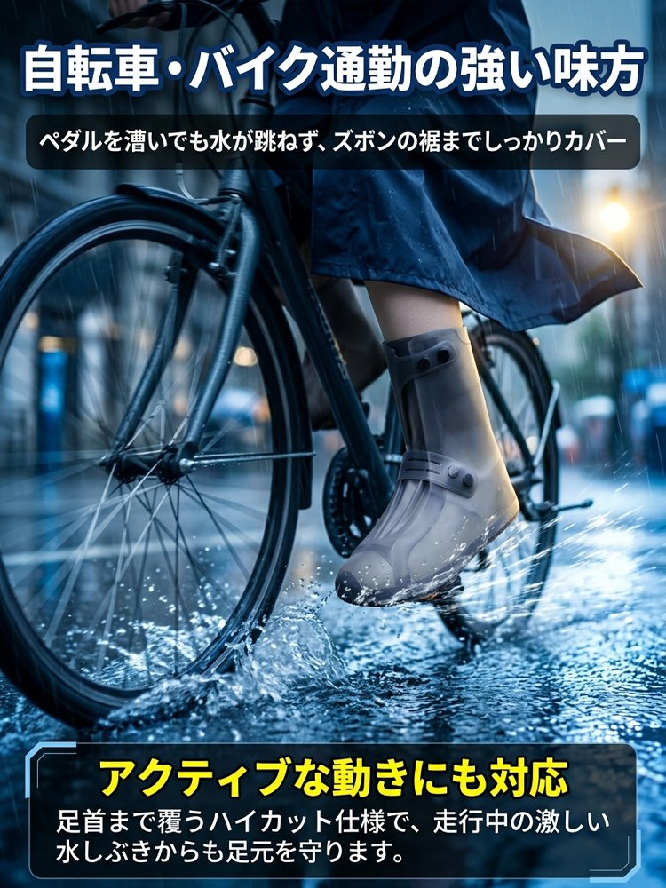 【滑りにくい！】天然ゴム製防水レインシューズカバー