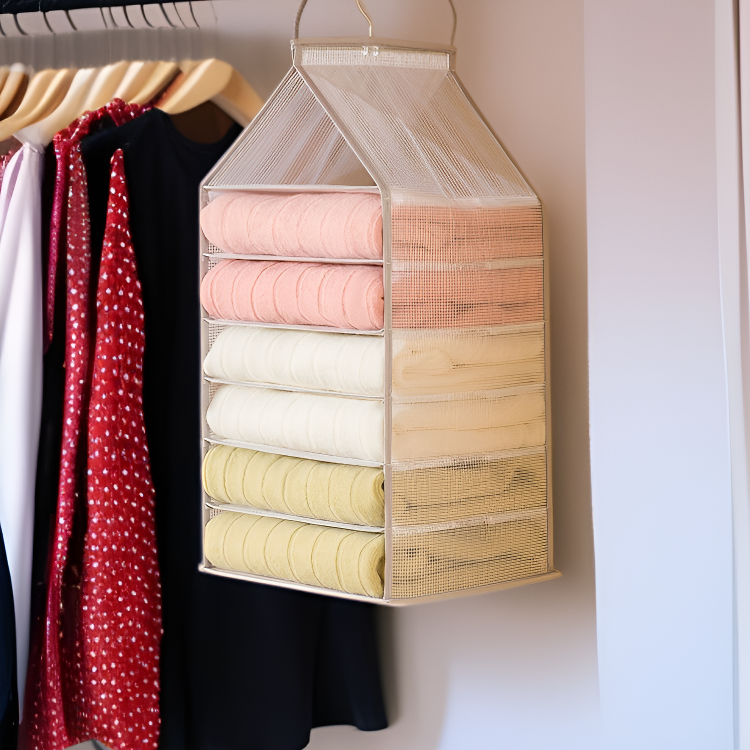 ワードローブ仕切り収納ボックス、大容量、透明、折りたたみ可能
