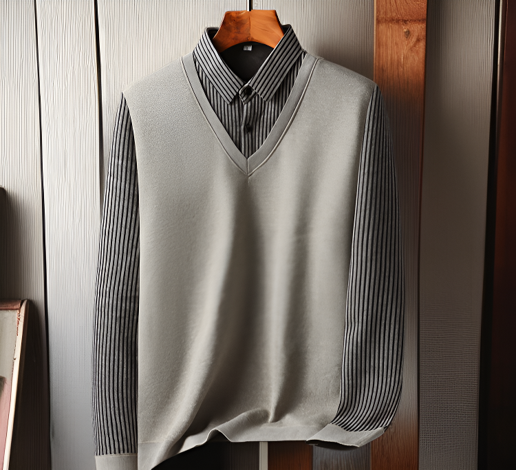 플리스 안감 남성 스웨터 옆모습