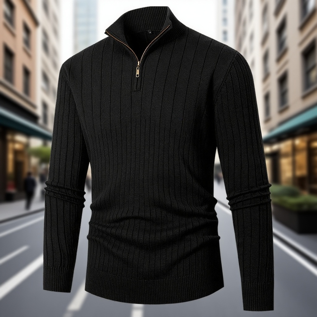 세련된 남성 긴팔 솔리드 풀오버 착용샷