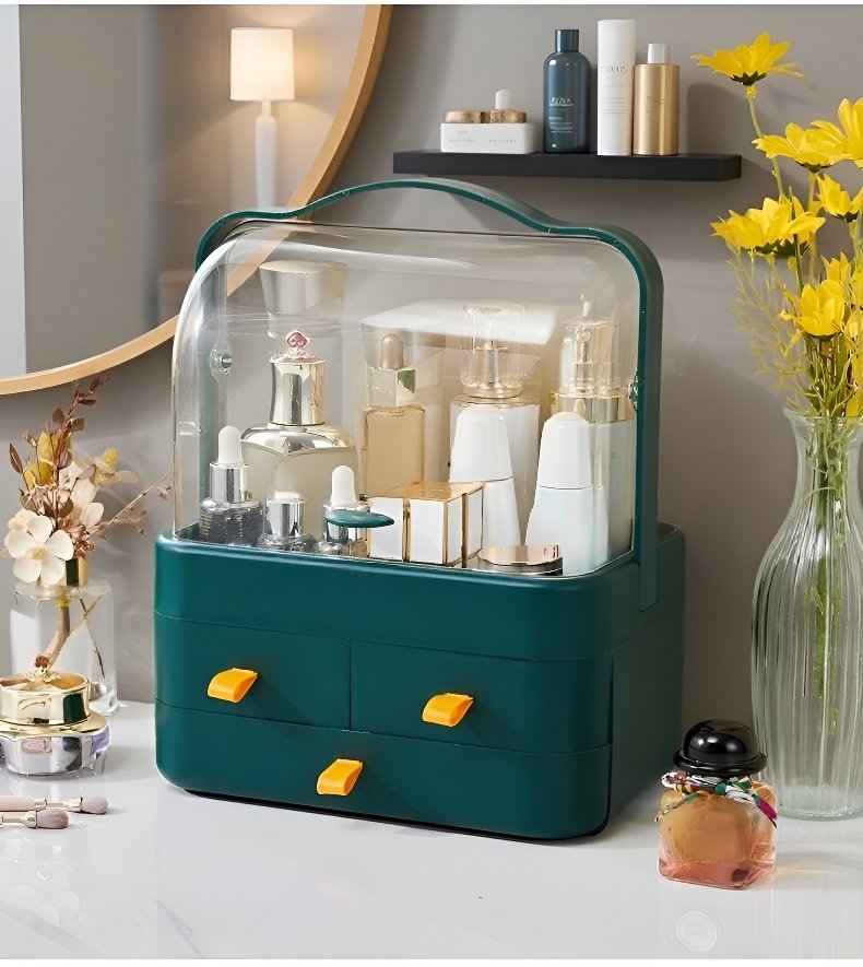 투명 커버가 달린 화장품 정리함