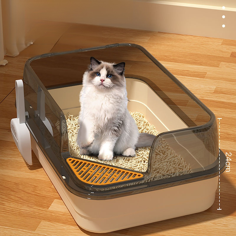 Extra Large Semi-Enclosed Splash-Proof Cat Sand Box