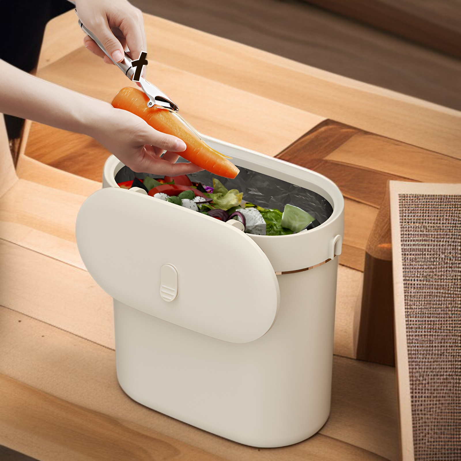 Multifunktionaler Wandmülleimer mit Deckel für die Küche, Aufbewahrungsbehälter