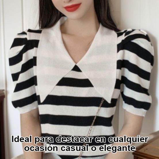 Mangas abullonadas a rayas