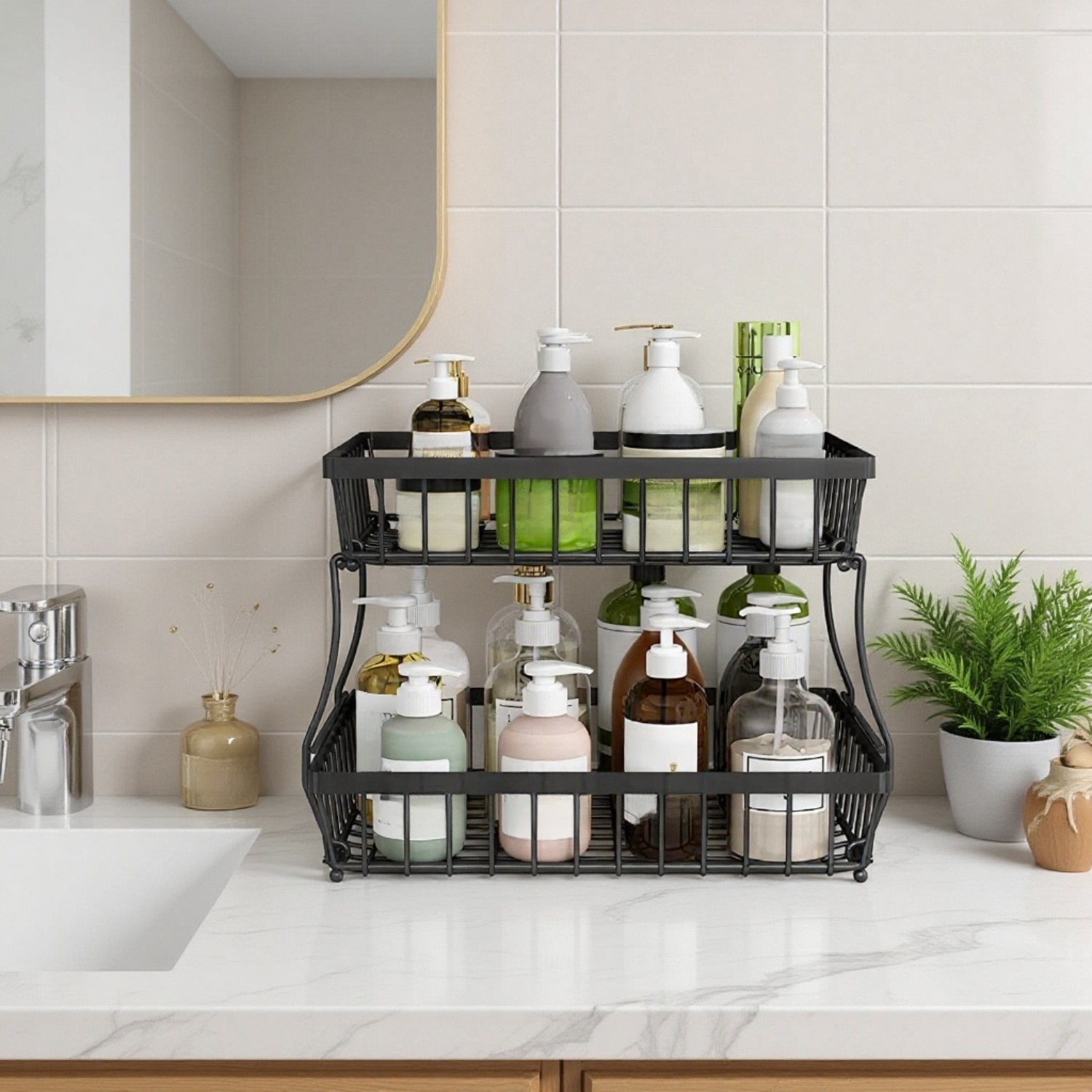 주방 수납을 위한 설치 간편 바구니