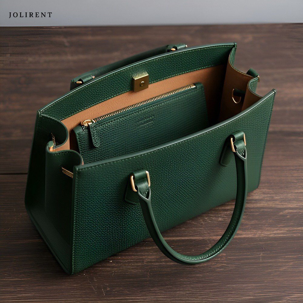 모던한 디자인의 대용량 핸드백 측면 모습