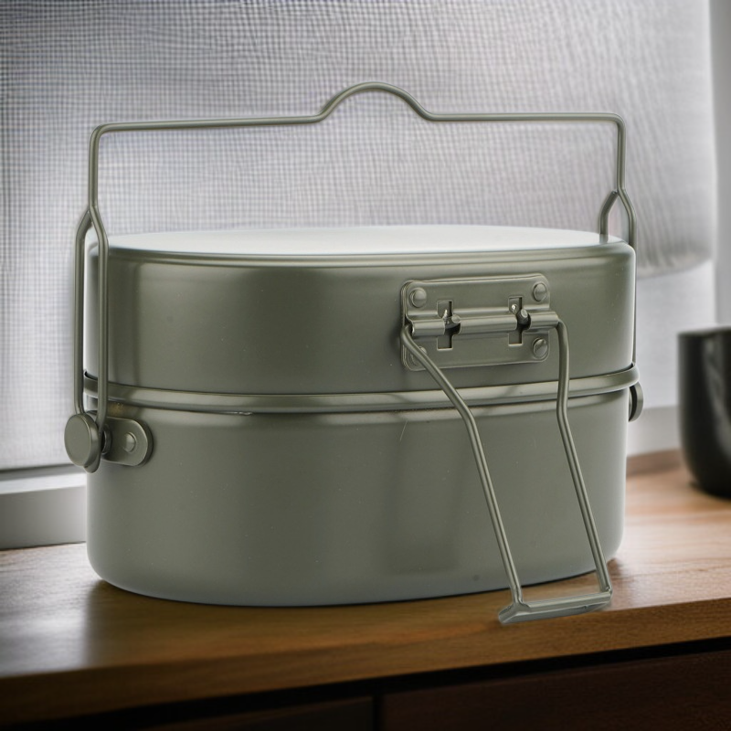 علبة بينتو مزدوجة الطبقات بمقبض