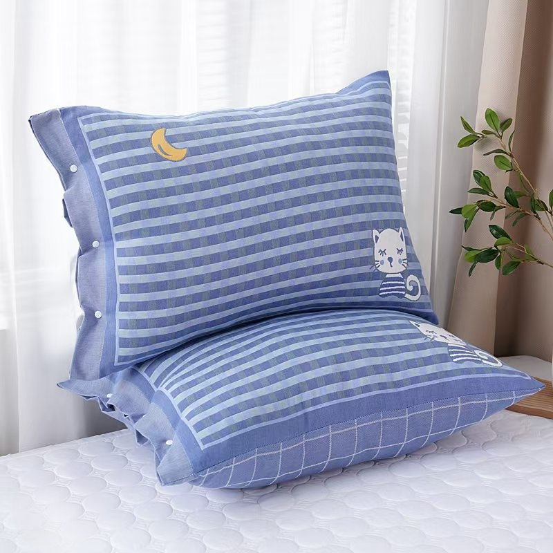 Funda de almohada de gasa de algodón puro antibacteriana