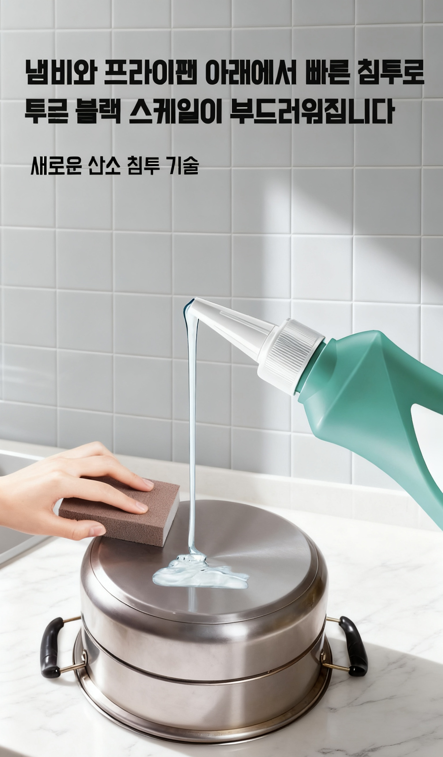 냄비 바닥 검은 때 제거 젤 사용 이미지