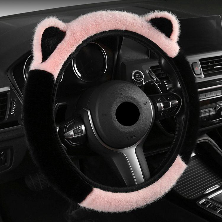 Autumn/Winter Steering Wheel Cover, Winter Plush Ear Steering Wheel Cover, Fuzzy Steering Wheel Cove