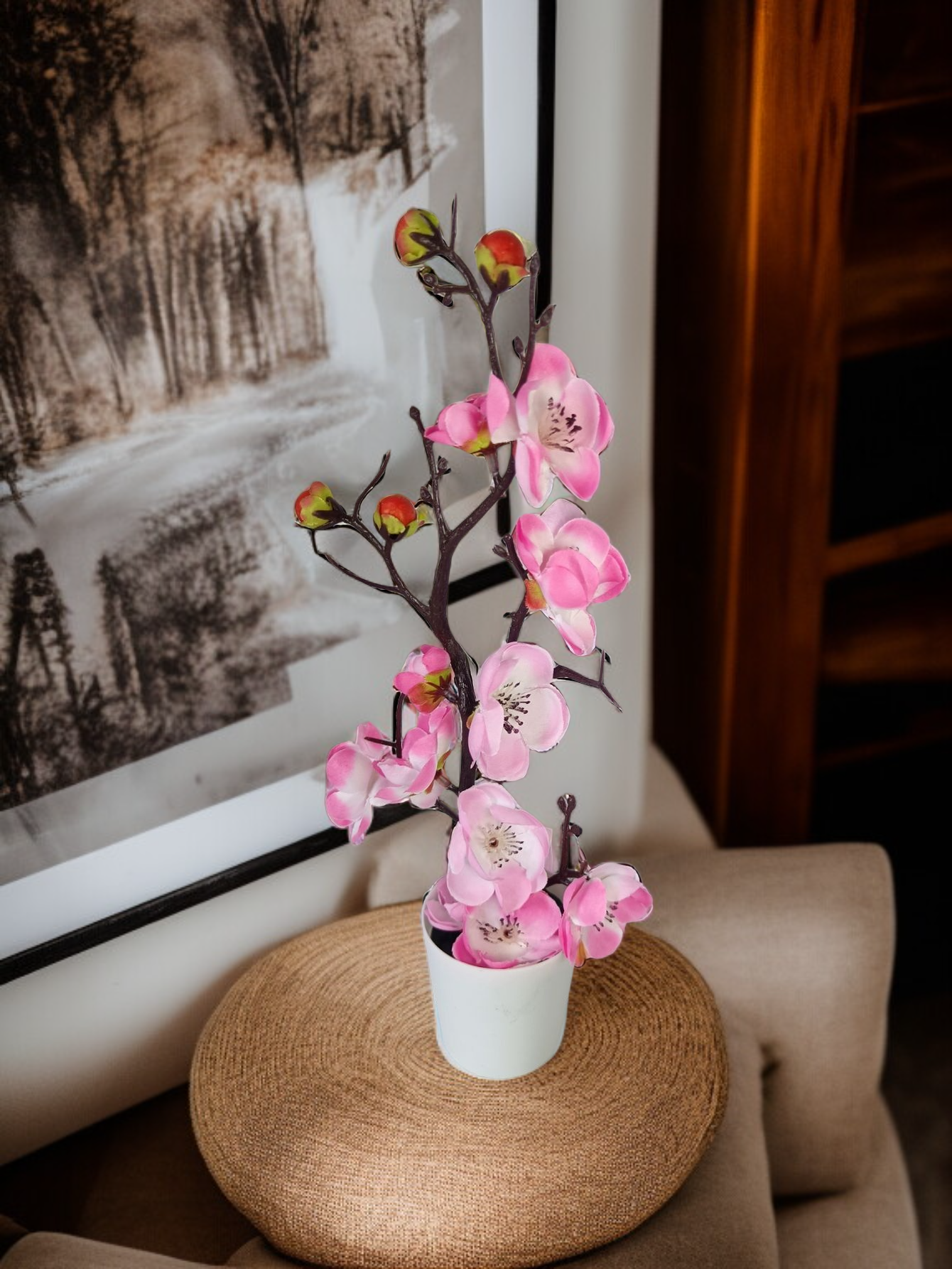 臘梅仿真花客廳擺設效果