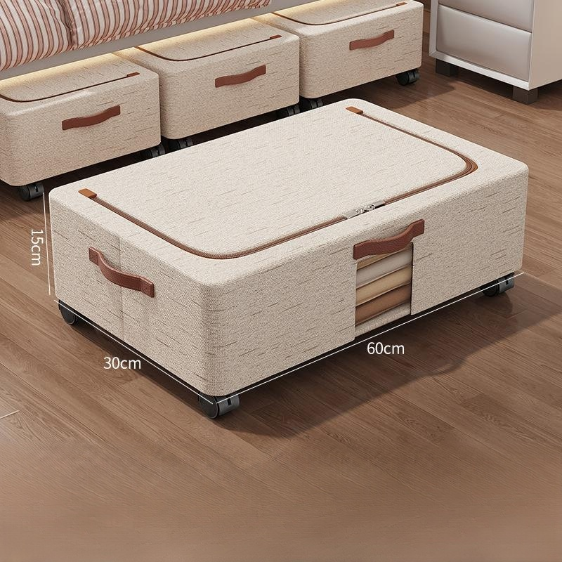 Under-bed storage box with casters