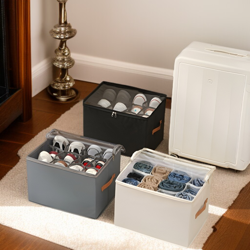 Caja para almacenar botas con ventana transparente y separadores ajustables, fácil de organizar