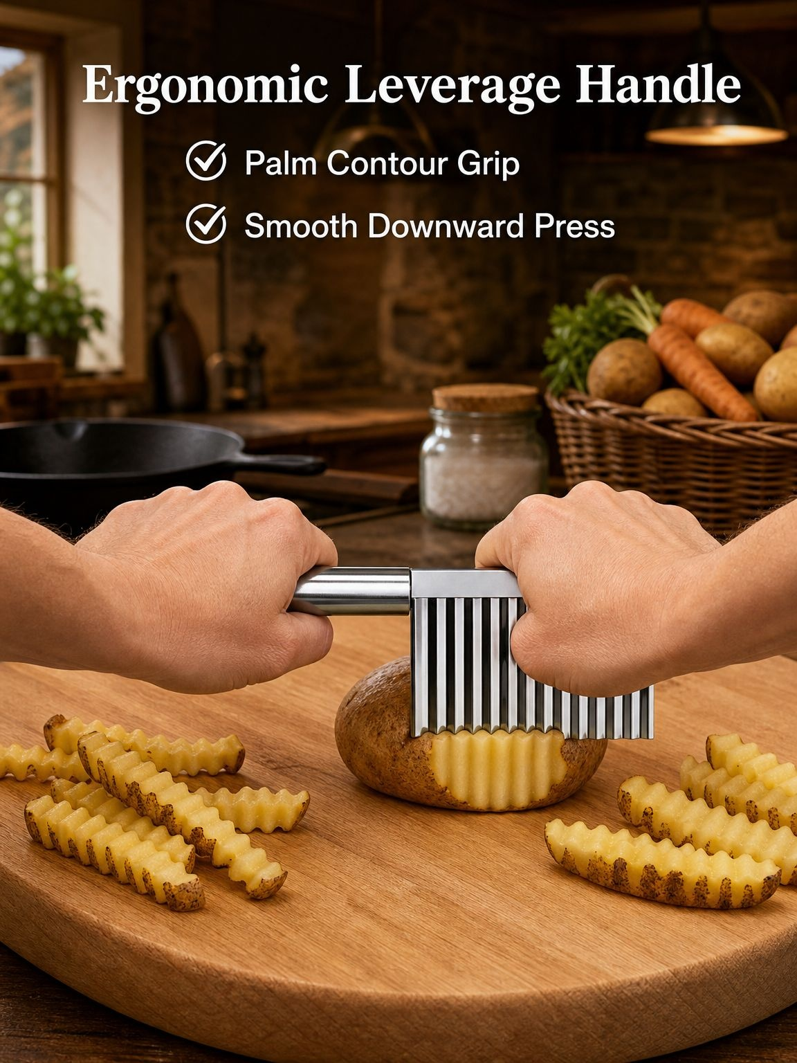 Crinkle cut knife for slicing vegetables into wavy shapes