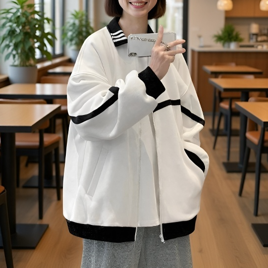 남자 춘추 루즈핏 맨투맨 야구 점퍼 상의 캐주얼 루즈핏 맨투맨