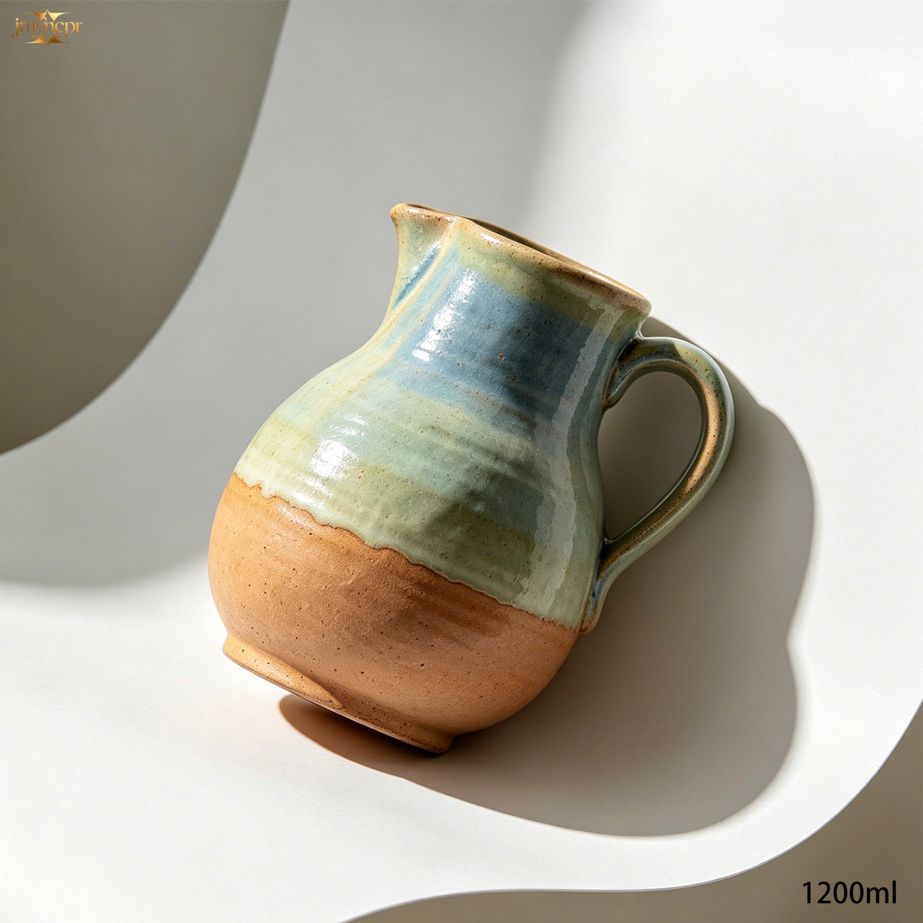 Artisan-crafted coarse pottery jugs