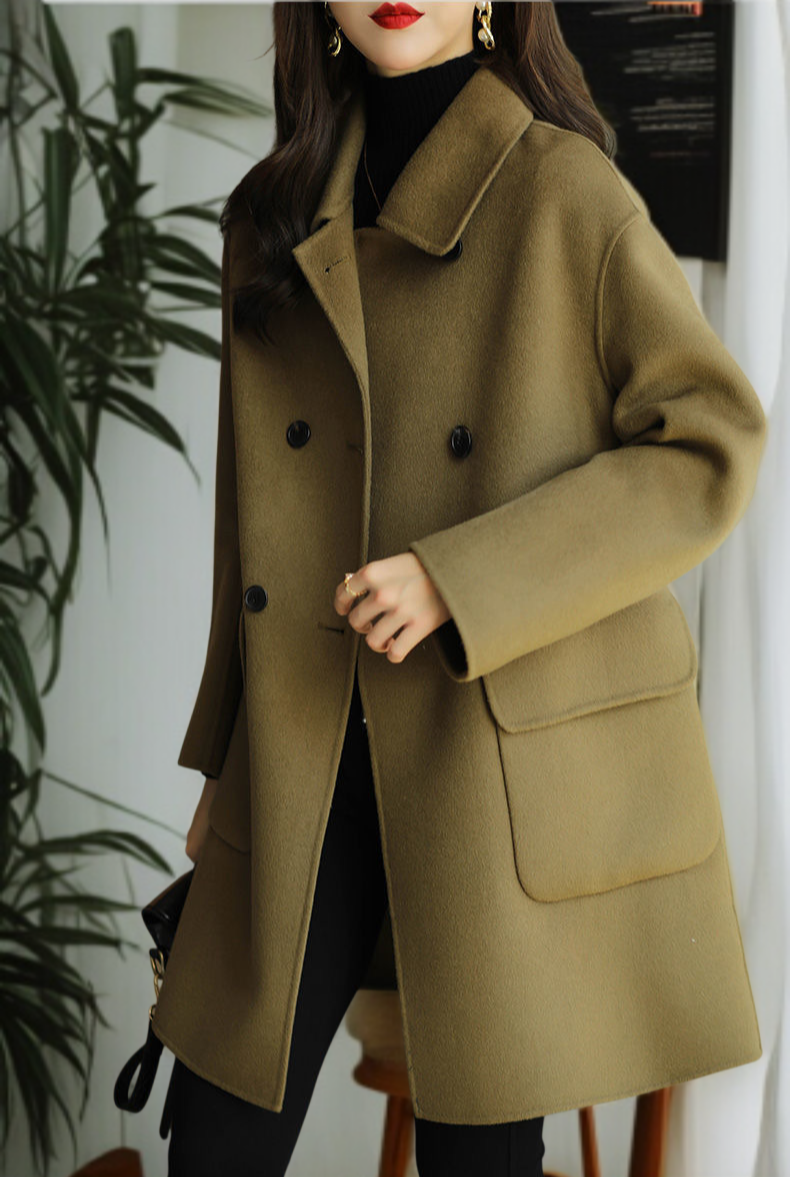 ミドル丈アップグレードコットンツイードコート着用イメージ