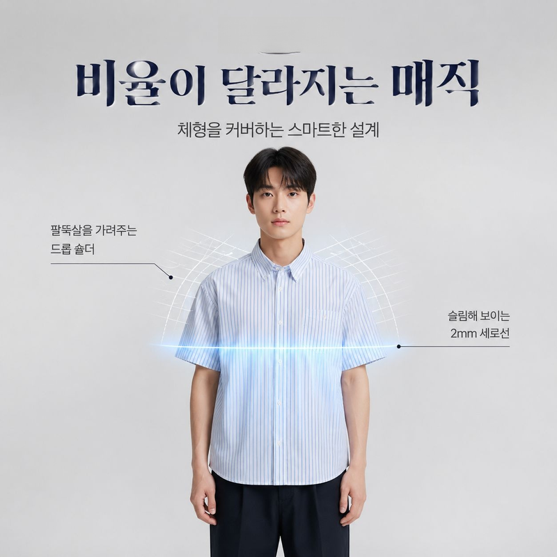 남성 미니멀 블루 스트라이프 셔츠
