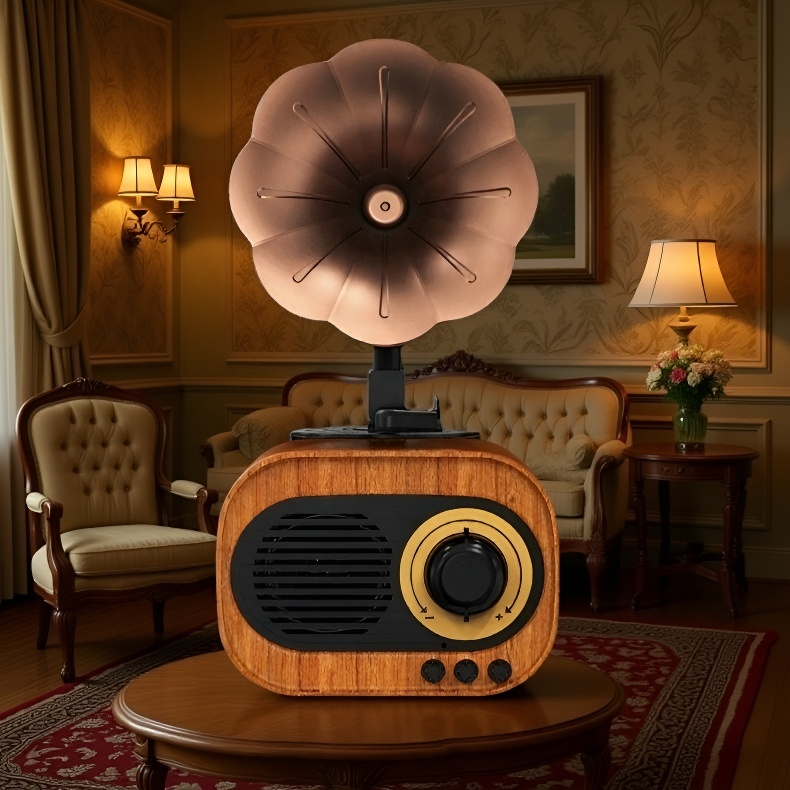 Mini-Phonograph Bluetooth-Lautsprecher tragbares Radio mit USB-Anschluss