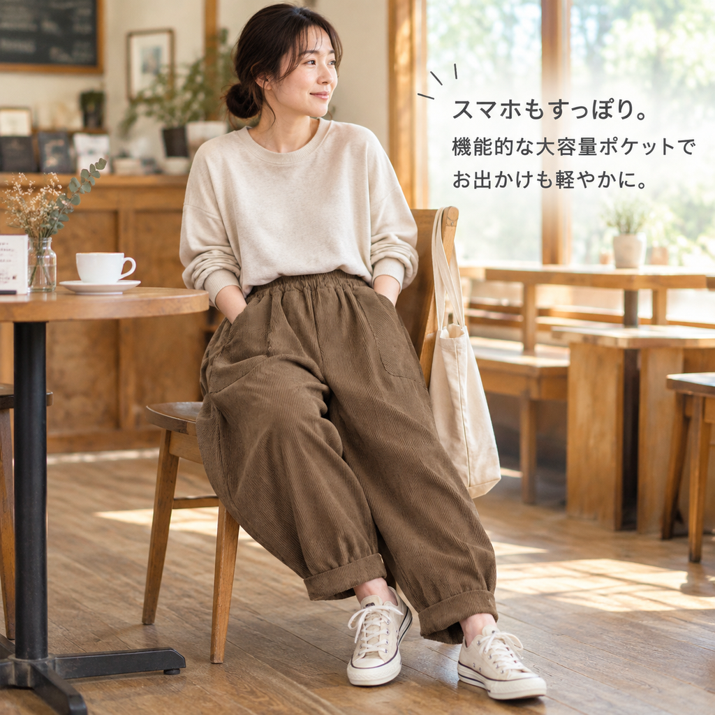 春秋冬向け 新作 コーデュロイ 女性用 ハーレムパンツ