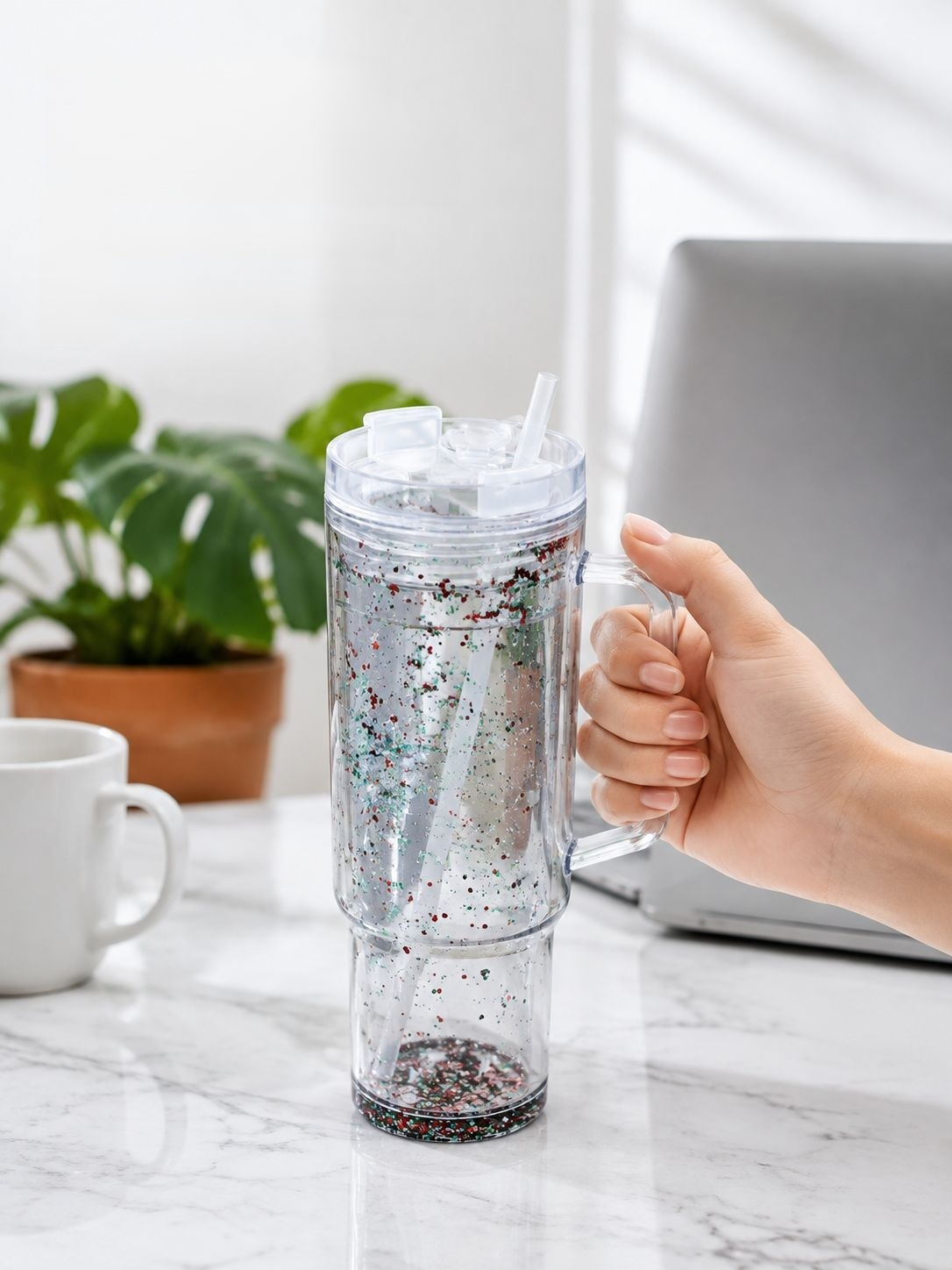 Portable Double-Layer Plastic Cup for Travel Use