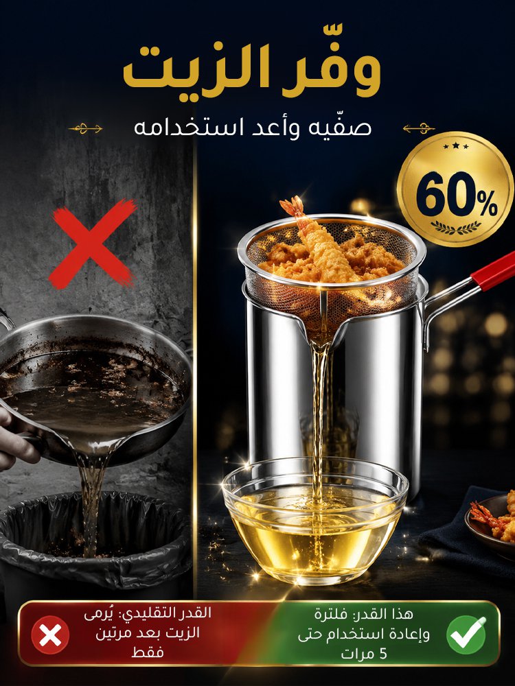 (توفير هائل للزيت) مقلاة عميقة متعددة الاستخدامات من الفولاذ المقاوم للصدأ 304
