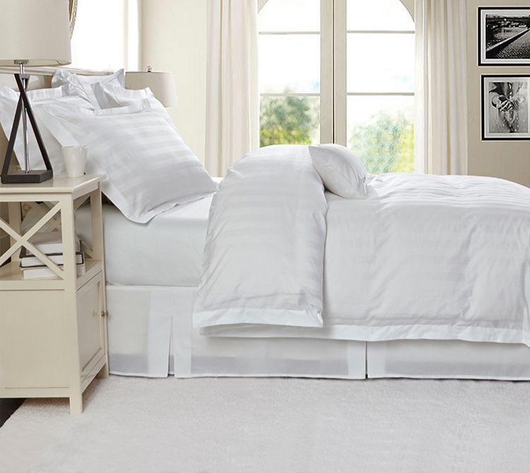 コットン サテンストライプ ベッドシーツ タイタンホテル クイーン