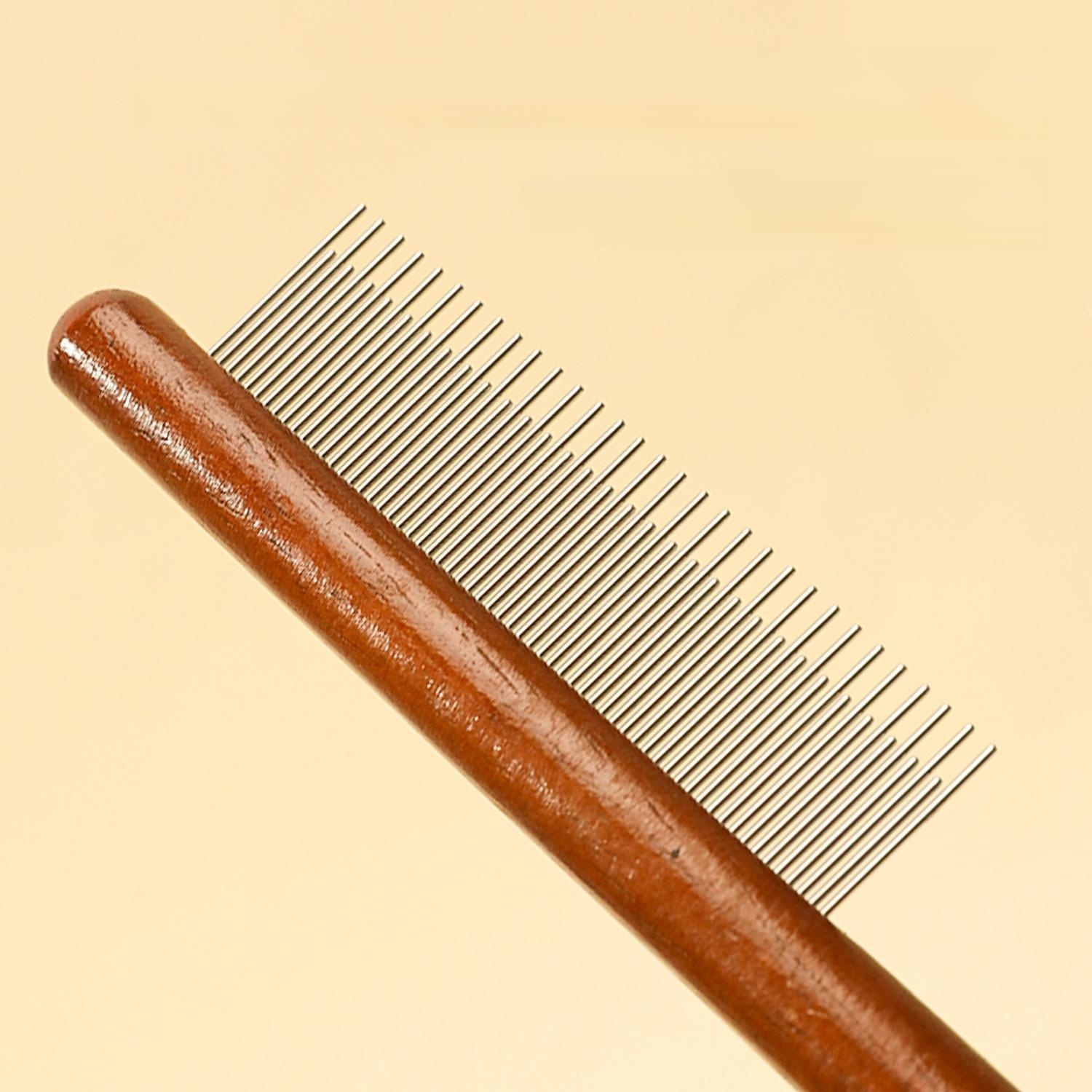 Dog Comb with Solid Wood Handle