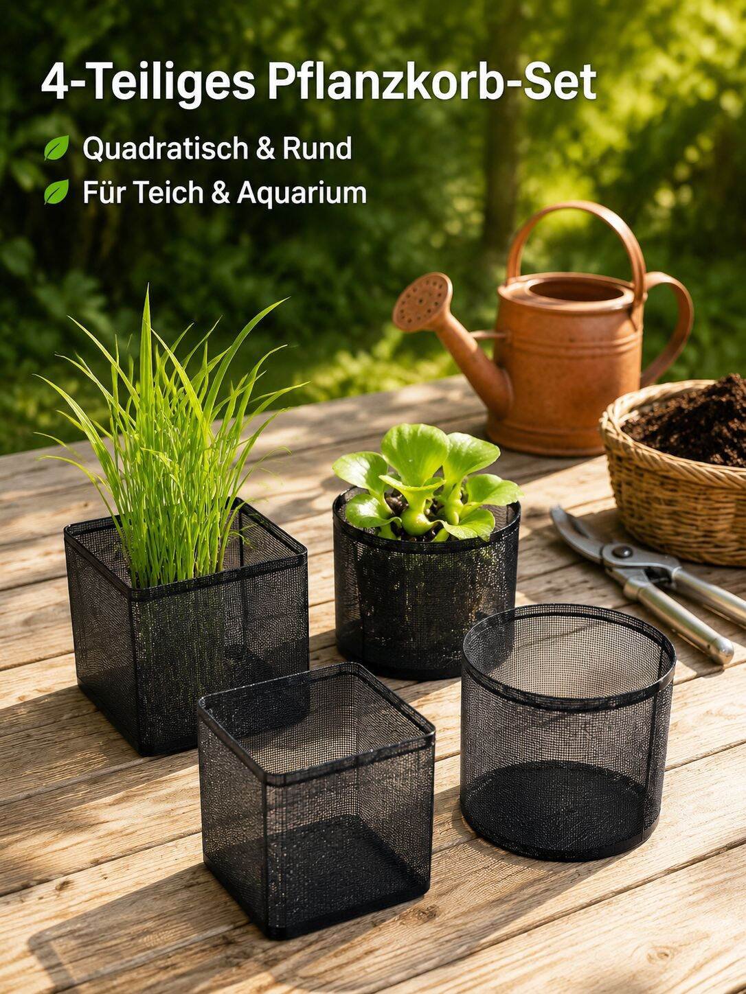 4er Set wiederverwendbare Netztöpfe für Wasserpflanzen, Teich und Wassergarten