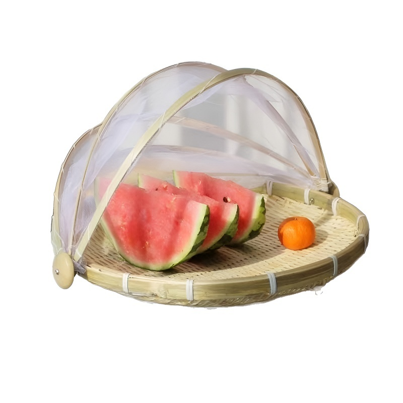 ตะแกรงไม้ไผ่กับตาข่ายกันแมลงสำหรับจัดเก็บ