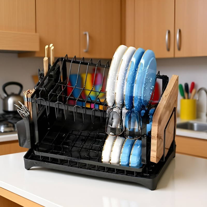 Multifunctional dish rack for bowls and plates