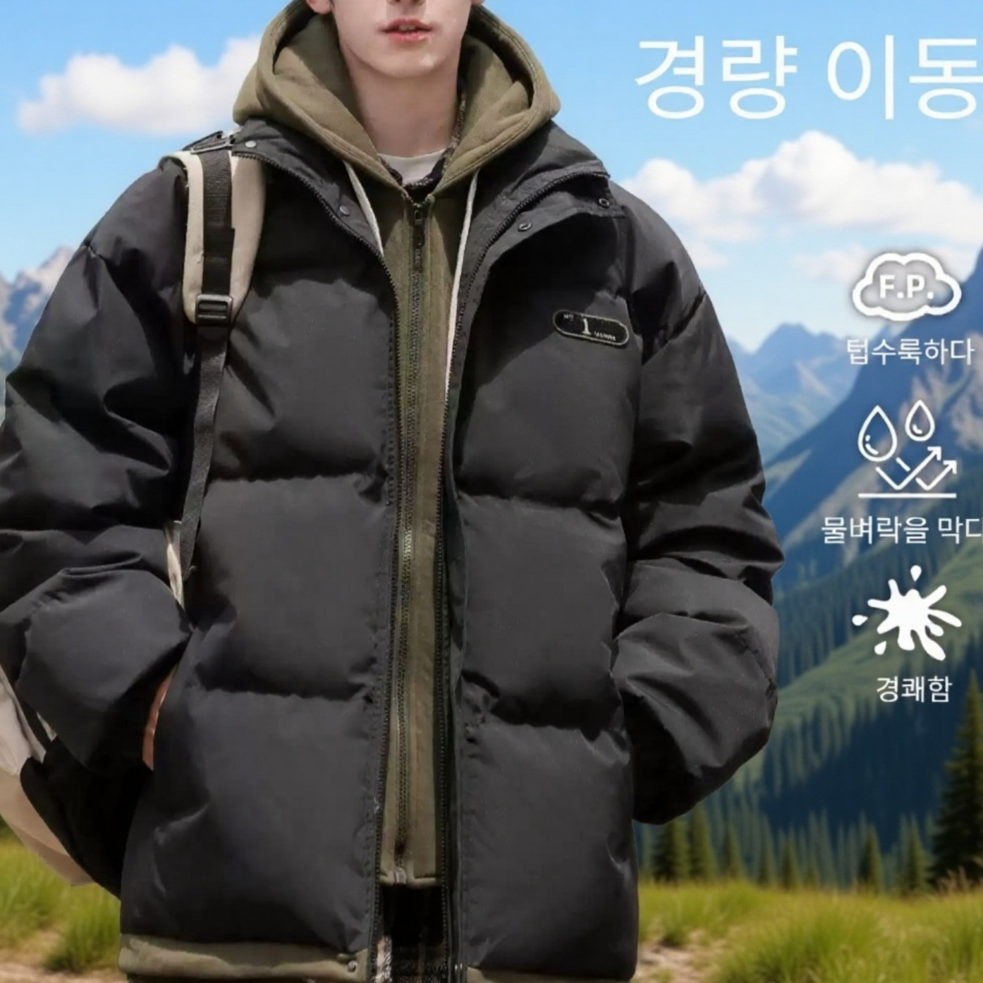 도톰한 코트 가짜 투피스 스타일 패딩