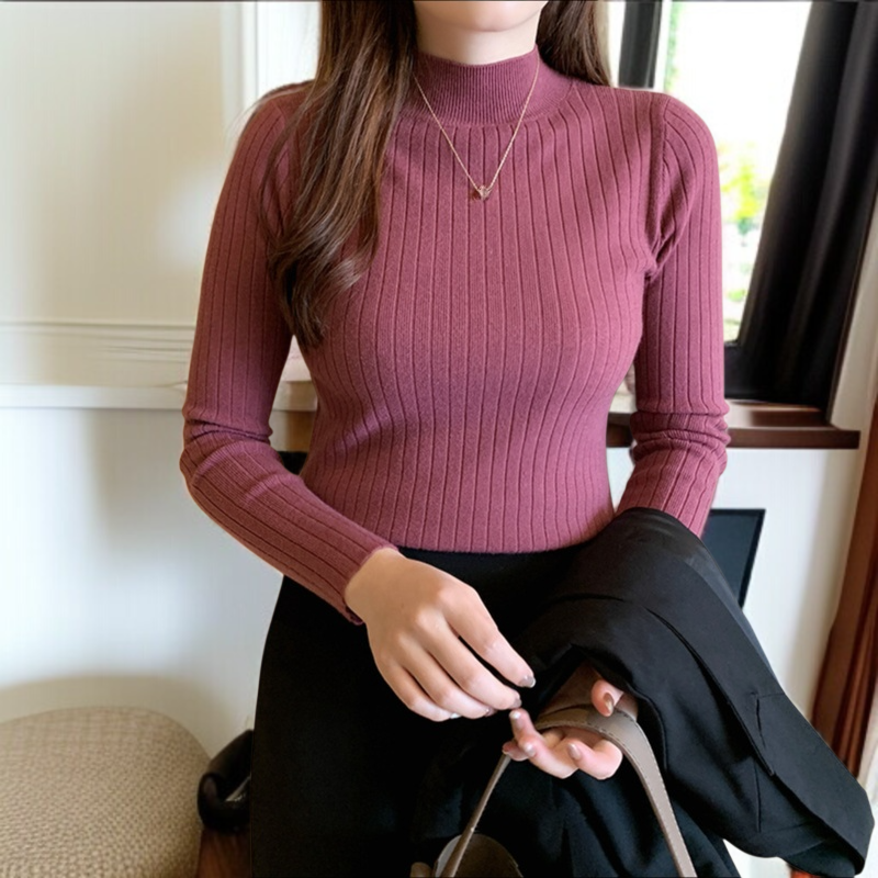レディースセーター女性ハーフハイネックニットセーターアウター長袖トップススーツボトムシャツスリムインナーニットセーター女性ハーフハイネックアウタースリムニットセータートップススーツボトムシャツ