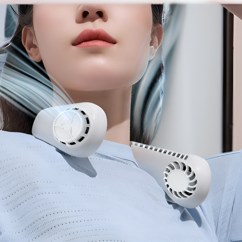 휴대용 넥밴드 선풍기, USB 충전 가능, 소형 저소음 야외용 선풍기