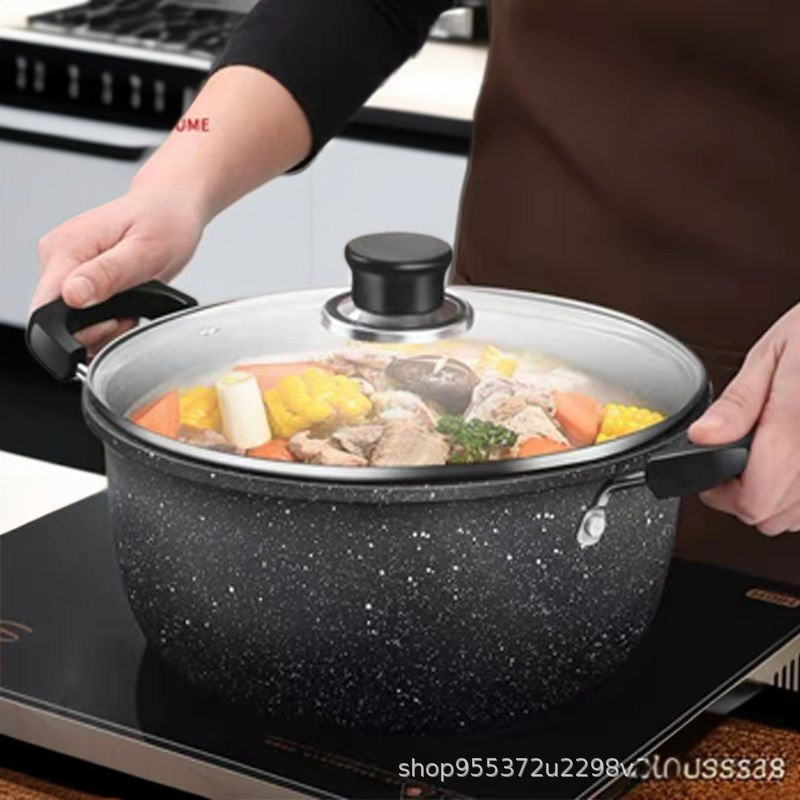 Household soup pot Double ear large capacity nonstick pot Party hot pot soup pot McRib soup pot