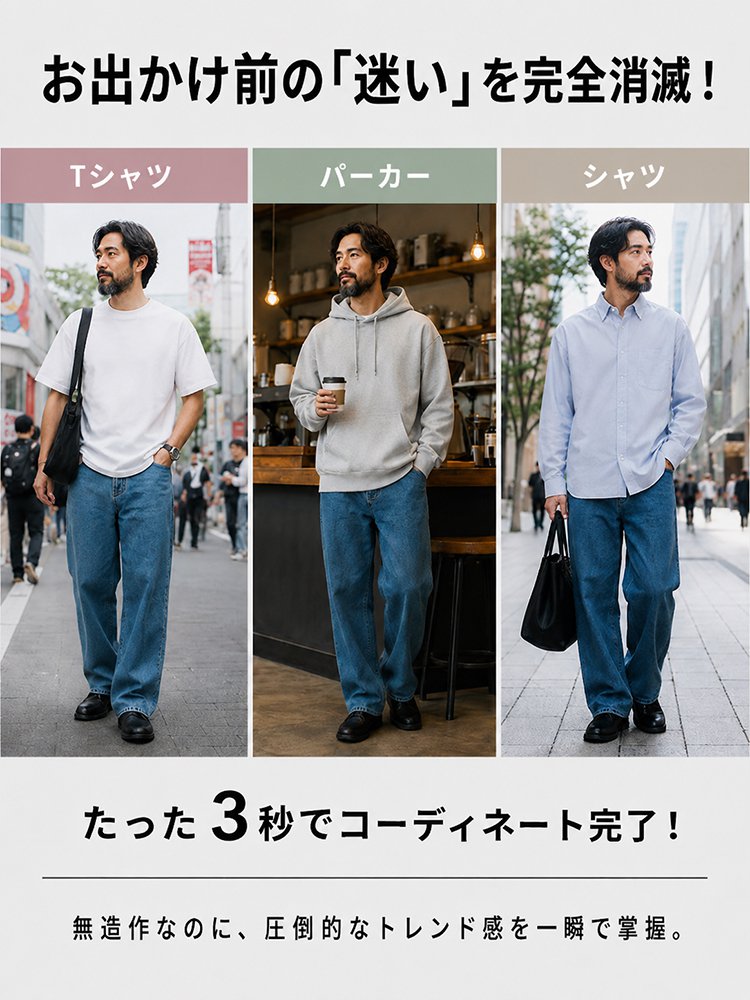 ストレート・ゆったりデニムパンツ
