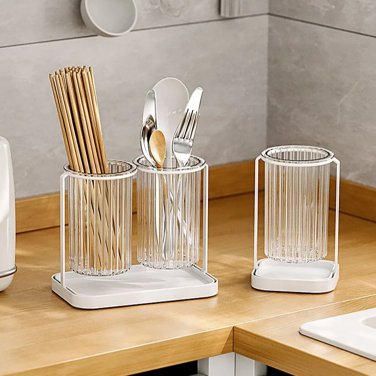 多功能餐具置物架，筷子筒一體收納盒，廚房台面用品