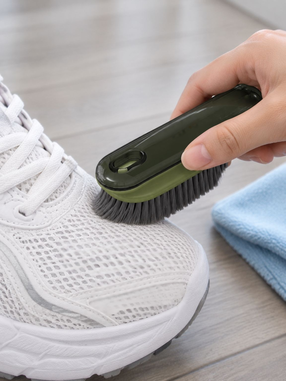 Soft shoe brush designed to help care for delicate footwear