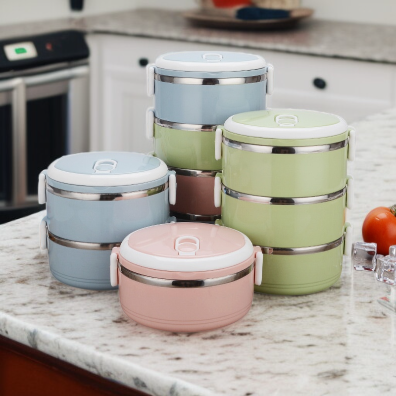 กล่องข้าวแบบแบ่งชั้นหลายชั้นพกพา