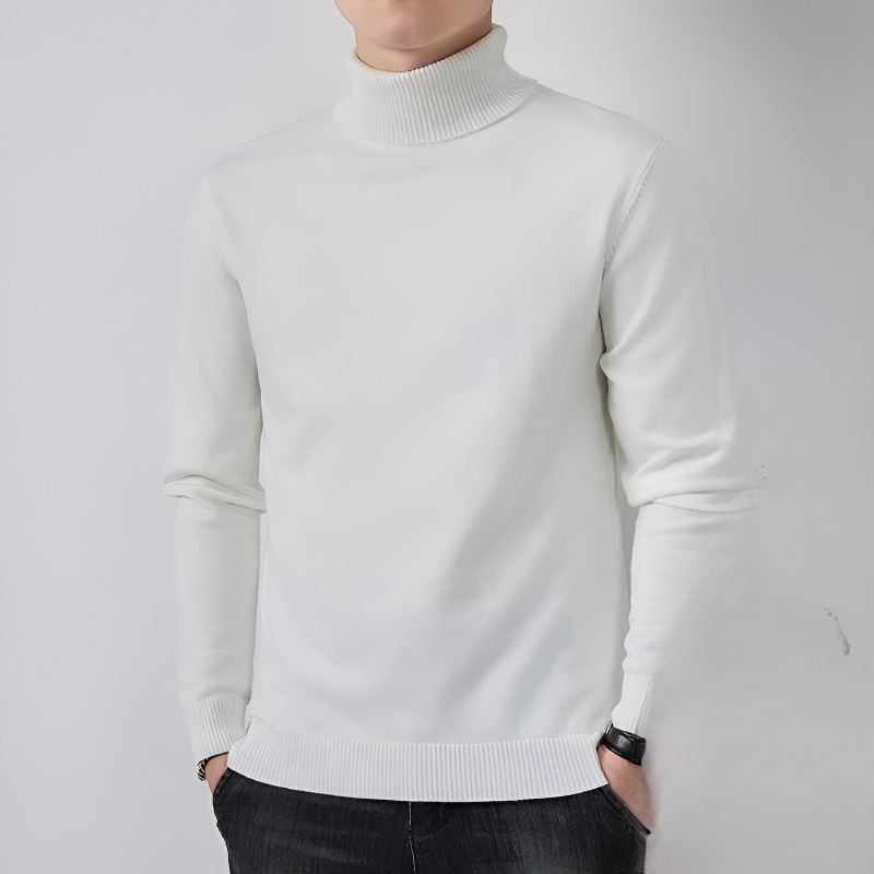 남자 기모 도톰 터틀넥 니트 착용 이미지
