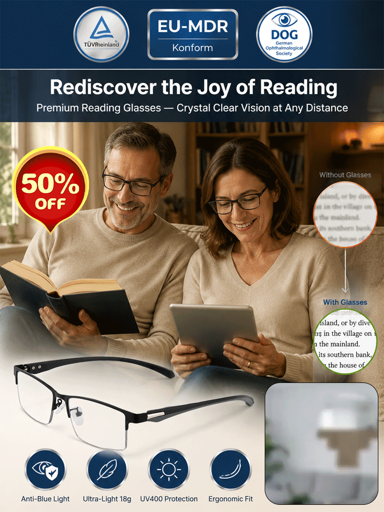 Ultra-light Titanium Alloy Smart Photochromic Half-frame Reading Glasses
