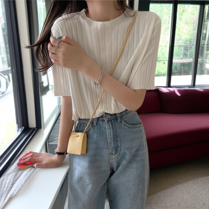 니트티 박시 반팔 상의 캐주얼 레깅스 여하  니트 반팔티