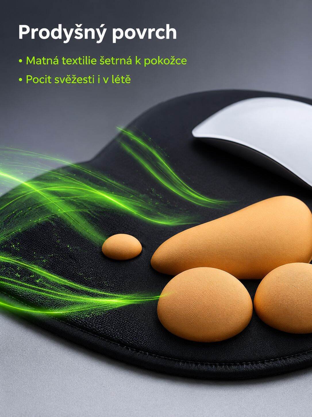 Detail silikonové podložky pod myš s tlapkou
