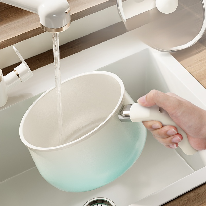 Fluorine-Free Gradient Blue Ceramic Milk Pan